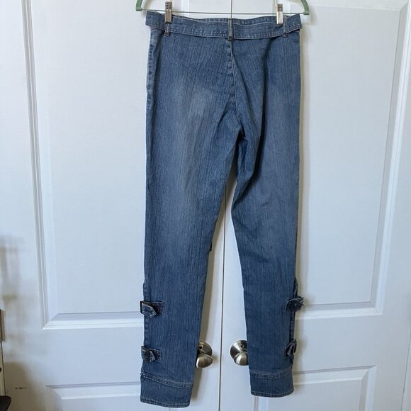Y2K Request Jeans Juniors 9 Belted Strappy Flared Vintage Mid Rise 2000s Grunge - Picture 3 of 12